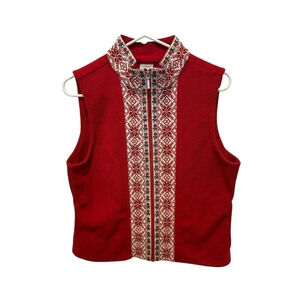 L.L. Bean Women's Red Sleeveless Full Zipped Fleece Vest Size Medium